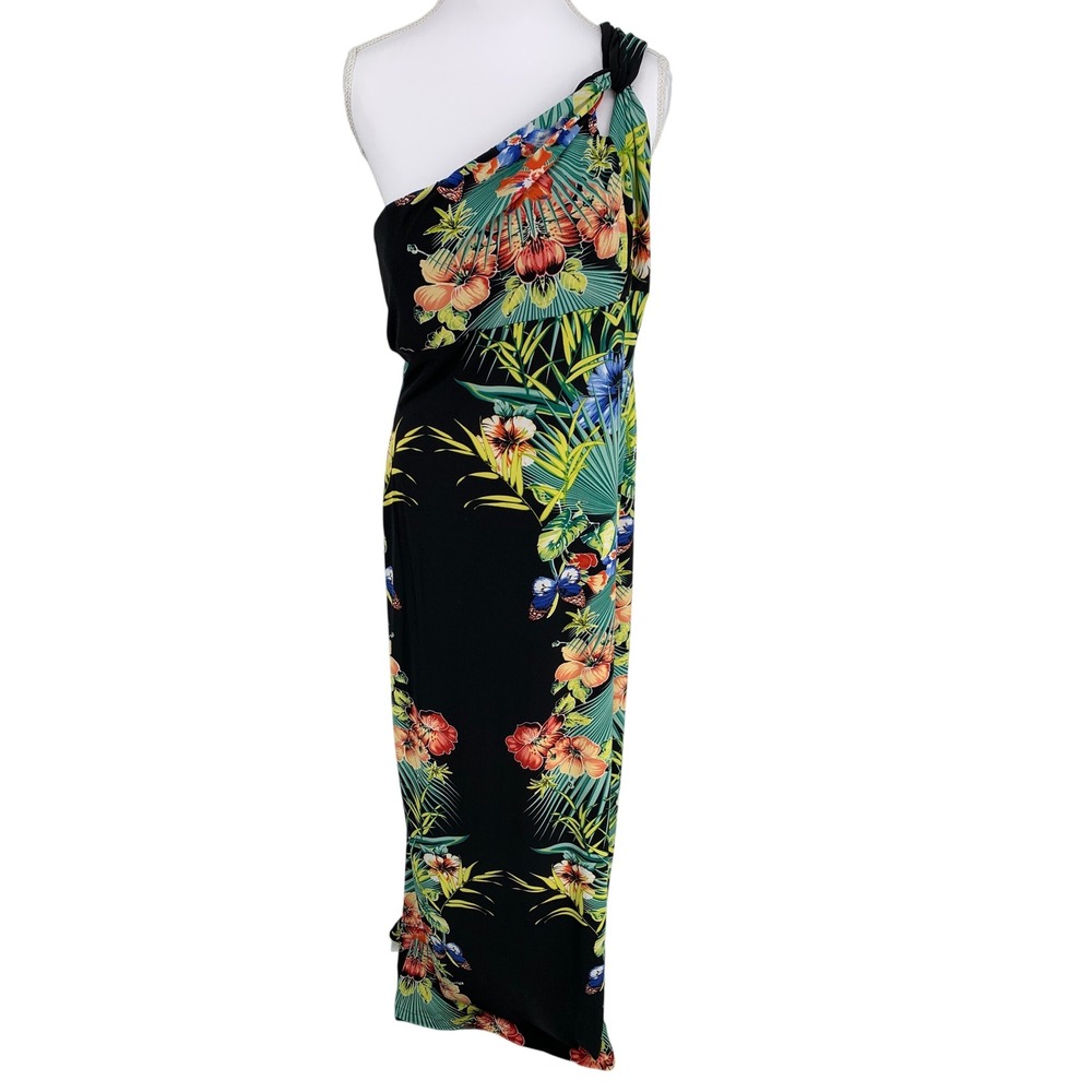 Cache XL One Shoulder Tropical Maxi Dress Floral Resort Stretch